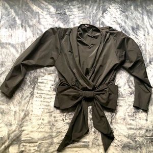 Black Zara blouse with bow detail